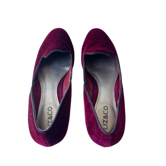 Liz & Co. Burgundy Velvet Slip On Loafers - 8.5 - Picture 6 of 7